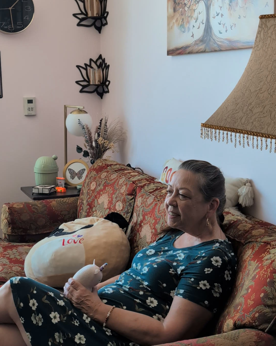 Relaxing comfortably during a calm moment of care